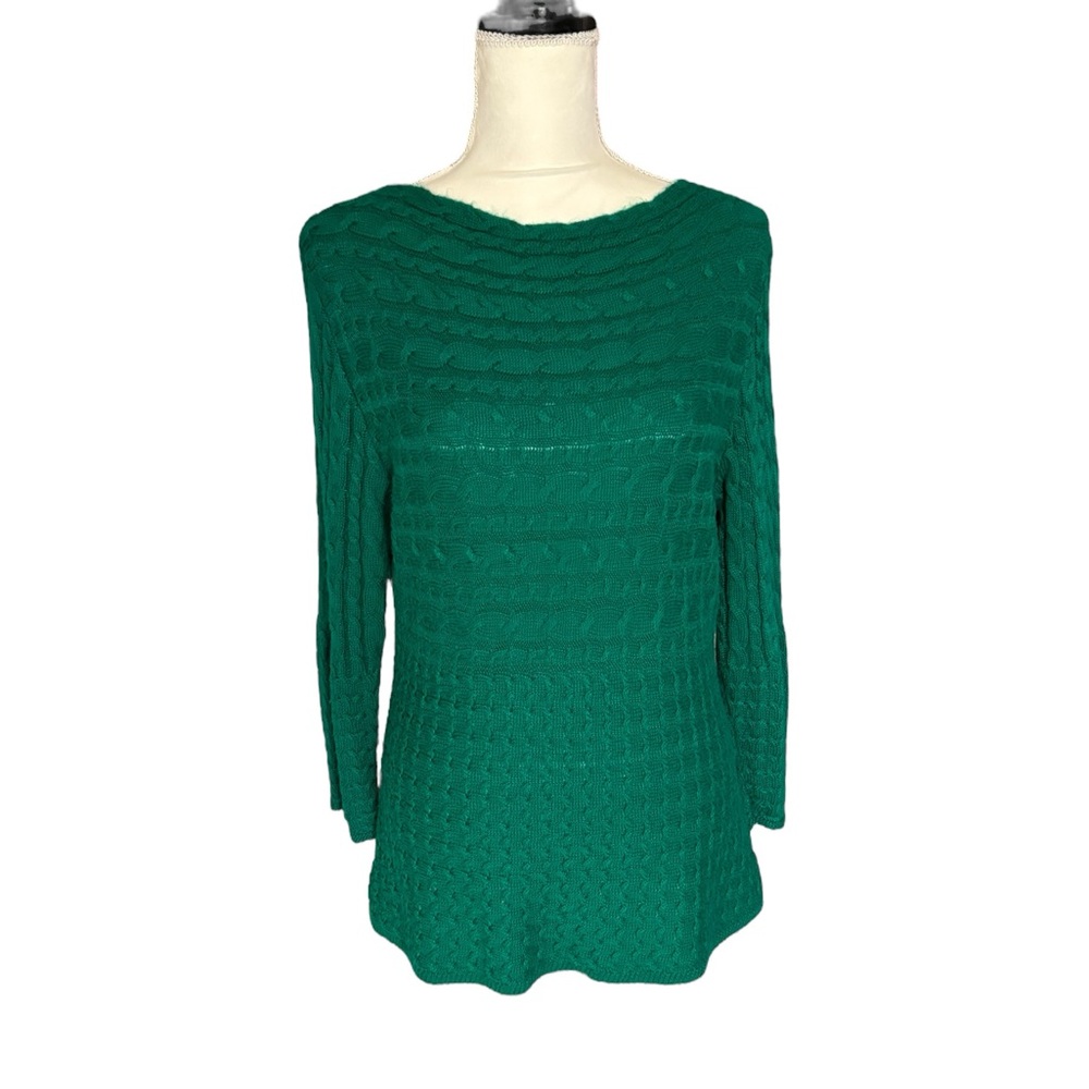 Ruby Rd. Emerald Cable Knit Sweater